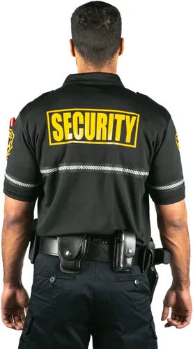 Miniatura 3 de First Class Camiseta polo con insignia de seguridad y parche para bicicleta con bolsillo con cremallera y rayas reflectantes