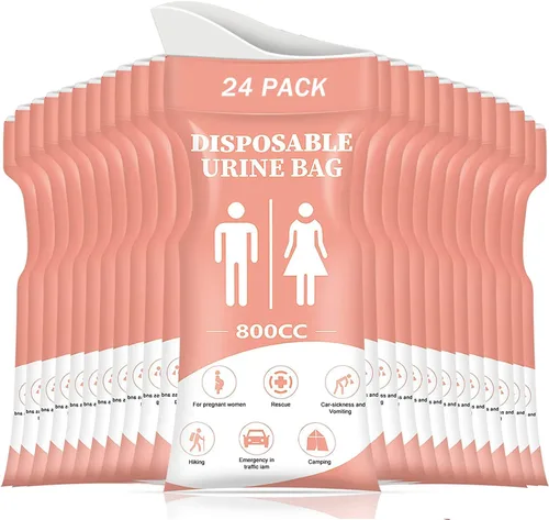 Miniatura 11 de DIBBATU Bolsa de orina desechable, 12/24 bolsas de orina para viajes para mujeres/hombres, bolsa de urinario portátil de emergencia de 27.1 fl oz