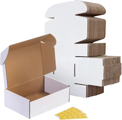Miniatura 42 de RLAVBL Juego de 25 cajas de envío de 10 x 8 x 3, caja de cartón corrugado blanca para embalaje, correo, negocios Blanco