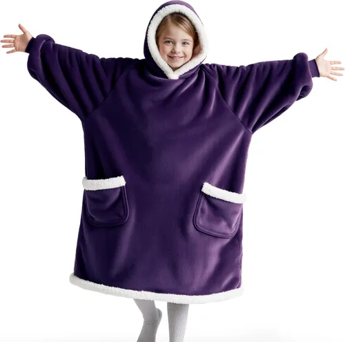 Miniatura 16 de Bedsure Manta con Capucha, Manta Portátil con Capucha como Regalos para Mamá, Regalos de Cumpleaños para Mujeres, Niños y Adolescentes, Sudadera