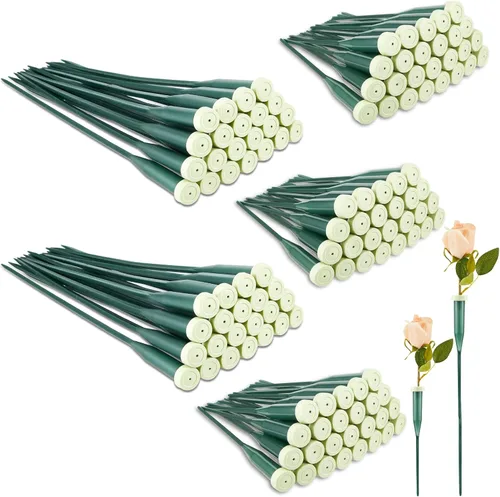 144 tubos de agua florales verdes, tubos de flores de plástico para flores frescas con tapa de goma para arreglos de tallos florales, 2 tamaños (12