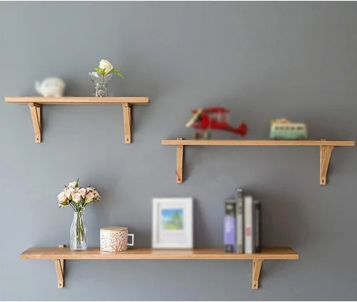 Miniatura 4 de Soportes para estante de madera de pino maciza oculta para montaje en pared, soportes flotantes para estanterías, cocina, sala de estar, decoración