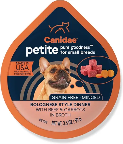 Canidae Pure Petite Premium - Alimento húmedo para perros para razas pequeñas, picado con carne de res y zanahorias, 3.5 onzas, (caja de 12) sin