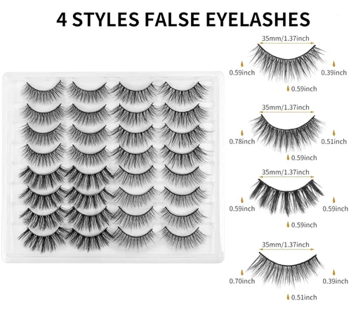 Miniatura 4 de DYSILK Pestañas postizas de visón – Pestañas postizas de aspecto natural, 16 pares de pestañas 6D, 4 estilos mezclados, largas, sintéticas, 16
