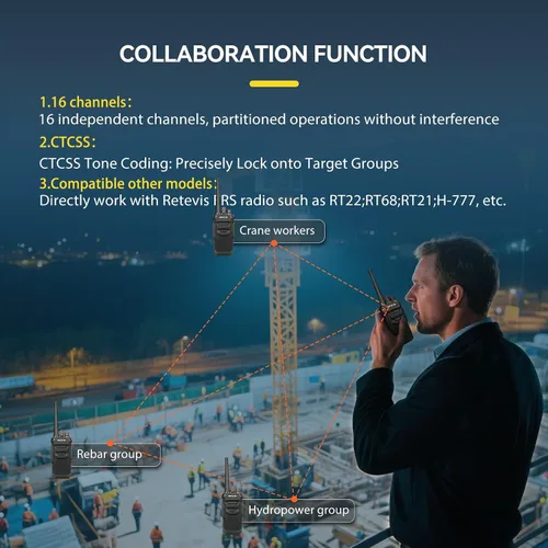 Miniatura 12 de Retevis RT48 Walkie Talkies impermeables con auricular, radio profesional y empresarial de 2 vías, radio bidireccional resistente, cargador de seis