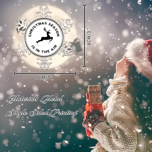 Miniatura 2 de Adornos decorativos para colgar en la temporada de Navidad con citas divertidas de Navidad, adornos de copo de nieve de metal, regalo de Navidad