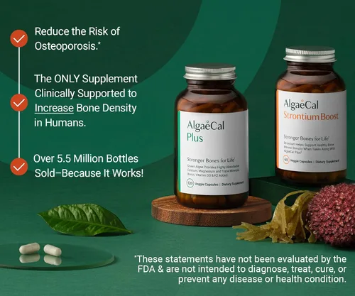 Miniatura 2 de ALGAECAL - Paquete constructor de huesos para densidad ósea, suplementos de calcio y estroncio a base de plantas clínicamente apoyados, vitaminas
