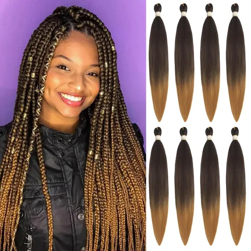 Miniatura 60 de Beyond Beauty - Trenzas preestiradas de cabello profesional sin picazón, ajuste de agua caliente, fibra sintética, textura Yaki, extensiones
