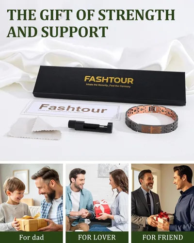 Miniatura 7 de Juego de pulsera magnética y anillo para hombre, 99.99% de cobre puro, diseño de cruz ajustable y nudo celta, regalo para papá