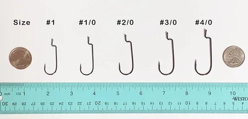Miniatura 2 de Angler's Grotto Gancho de gusano curvado redondo con vástago desplazado 10/25 unidades por paquete Anzuelos de pesca de agua dulce y salada