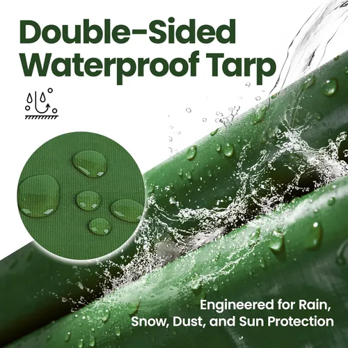 Miniatura 2 de lona impermeable duradera para cubierta, para camping, jardín, azul/verde militar, Verde