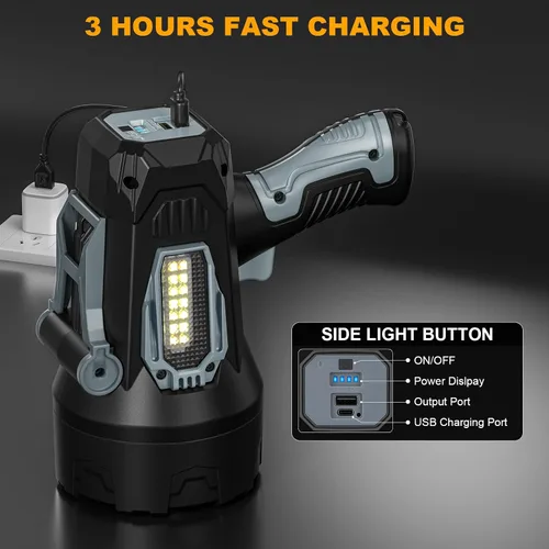 Miniatura 3 de Foco Recargable, 99000 Lúmenes Linterna LED Súper Brillante con Luz COB, 10000mAh Luces de Foco, Linterna de Mano para Caza Navegación Exterior