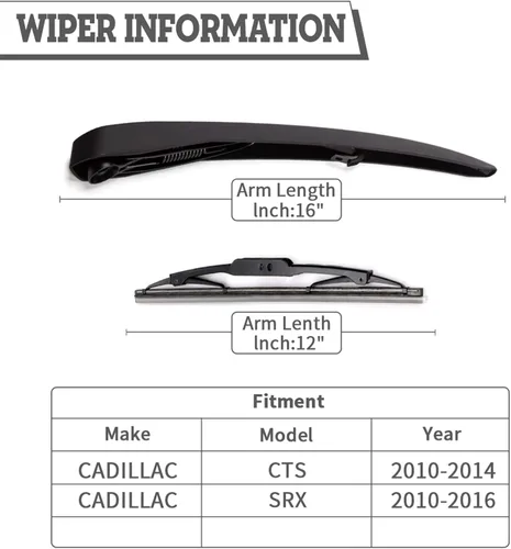 Miniatura 2 de Juego de Tuerca de Brazo de Escobilla Limpiaparabrisas Trasero de Repuesto para Cadillac SRX 2010-2018 CTS 2010-2014, Conjunto de Accesorios