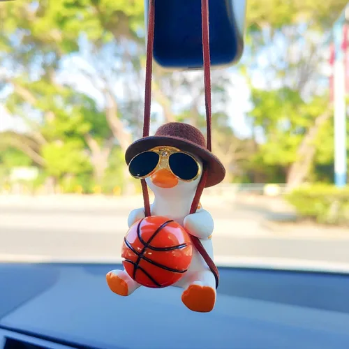 Miniatura 2 de Adorno colgante de pato oscilante para automóvil, bonito colgante de decoración de coche para accesorios de espejo retrovisor, regalo del día de San