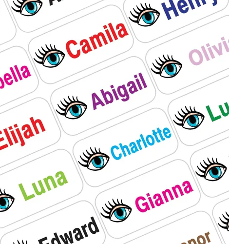 Miniatura 17 de Etiquetas de Nombre Personalizadas para Niños – 60 Etiquetas Impermeables de Pelar y Pegar para Ropa, Cajas de Almuerzo, Botellas de Agua, Bolsas