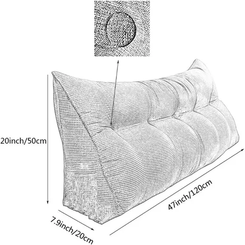 Miniatura 6 de Almohada larga triangular grande para cabecero, cojín de espalda de color sólido, almohada de lectura, almohada de cuña para sofá cama, respaldo Rosa