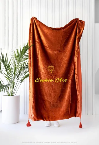 Miniatura 15 de Sophia-Art Manta de terciopelo triturado de lujo con borlas, para sofá o cama, manta suave, bohemia y cálida, acogedora, felpa ligera