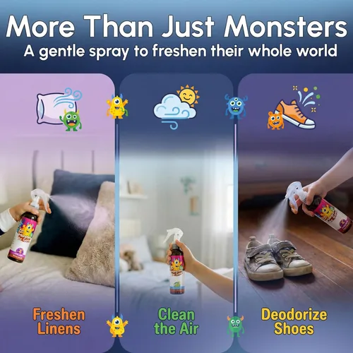Miniatura 7 de Monsters Be Gone - Spray para cuerpo y lino, neutralizador de olores de lavanda, natural, no tóxico, ambientador de habitación para niños