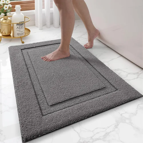 Miniatura 16 de LUMI Alfombras grandes y ultrasuaves para baño, antideslizantes con respaldo de goma, tapete de baño absorbente y lavable de secado rápido, alfombra