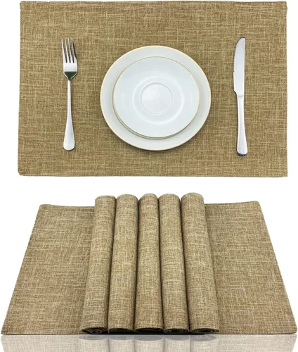 Miniatura 17 de Weabetfu Juego de 4 manteles individuales de tela resistentes al calor, manteles individuales de algodón y lino, lavables a máquina, manteles