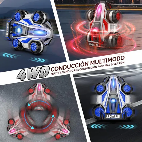 Miniatura 2 de Automóvil de deformación de acrobacias de control remoto de deriva de alta velocidad, regalos de cumpleaños, para niños y niñas de 4 a 16 años (azul)