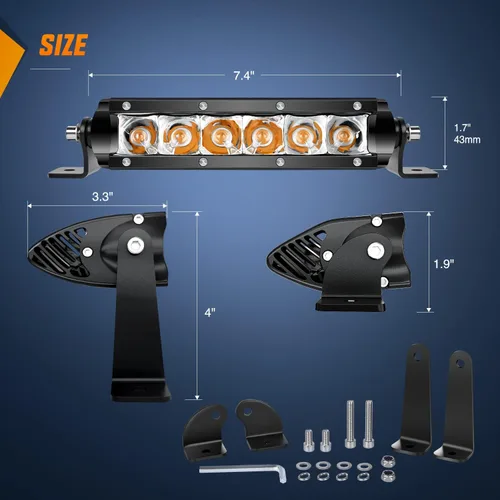 Miniatura 2 de Nilight Barra de luz LED ámbar, 2 unidades, 7 pulgadas, 30 W, punto 3000 lúmenes, súper delgada, 3D, antiniebla, todoterreno, luces de trabajo
