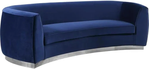 Miniatura 7 de Meridian Furniture Julian Collection Modern Sofá tapizado de terciopelo contemporáneo con base de acero inoxidable en acabado cromado pulido