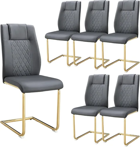 Miniatura 14 de Sillas De Comedor - Juego de 4 sillas de comedor modernas para cocina, con asiento tapizado de piel sintética, patas de metal con respaldo alto