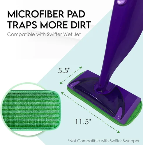 Miniatura 3 de Almohadillas reutilizables para mopa de piso, paquete de 8 repuestos compatibles con Swiffer Wet Jet, lavables a máquina, almohadillas húmedas