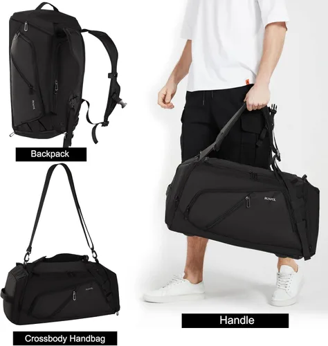 Miniatura 6 de BUNPOL Bolsa de gimnasio para mujeres y hombres Bolsa de viaje de 39 litros Mochila de fin de semana con compartimentos para humedad y zapatos