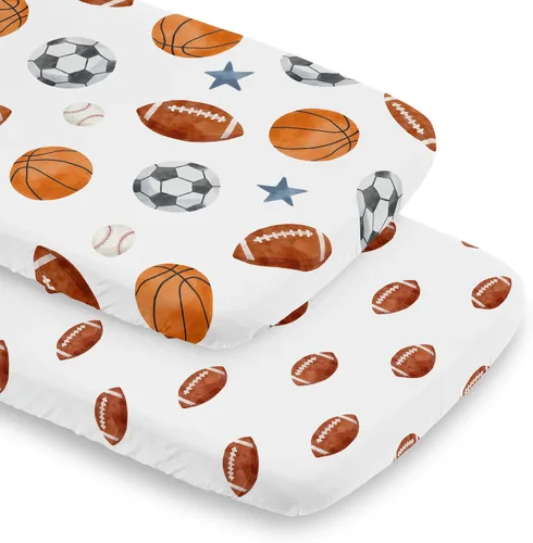 Miniatura 12 de Sweet Jojo Designs Sábana bajera ajustable para cuna (tema deportivo vintage) para niños, recién nacidos/bebés, patios de juegos, cunas portátiles