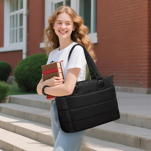 Miniatura 3 de Bolso de mano acolchado para mujer, bolso grande de enfermera, bolso de hombro con cremallera para trabajo y viajes