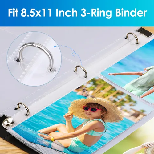 Miniatura 6 de MaxGear - Juego de 60 fundas para fotos 4x6 para carpeta de 3 anillos (360 imágenes), protectores de página de archivo resistentes, páginas