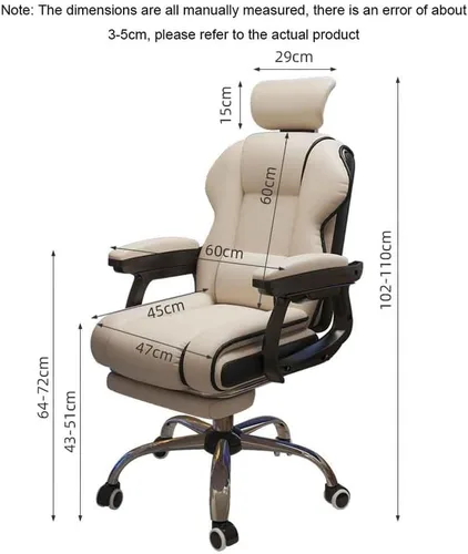 Miniatura 2 de Silla ergonómica de oficina, cómoda silla reclinable con respaldo alto para computadora con reposacabezas y almohada lumbar de 102 a 43.3 in, Blanco