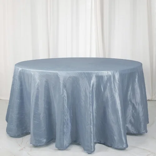 Miniatura 27 de Tableclothsfactory Mantel rectangular de tafetán arrugado de acordeón azul polvoriento, de 60 x 102 pulgadas, perfecto para ceremonias de boda