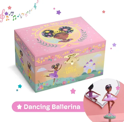 Miniatura 5 de Jewelkeeper Joyero para niñas – Muñeca bailarina negra y caja de música – Swan Lake Tune – Organizador de joyas – 6 x 5 x 4 pulgadas