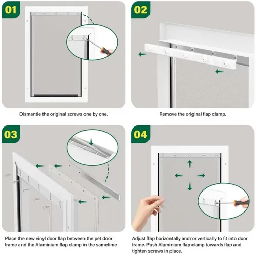 Miniatura 6 de Solapas grandes de repuesto para puerta con soporte de metal, tornillos y arandelas de acero inoxidable 304, compatibles con PetSafe Freedom