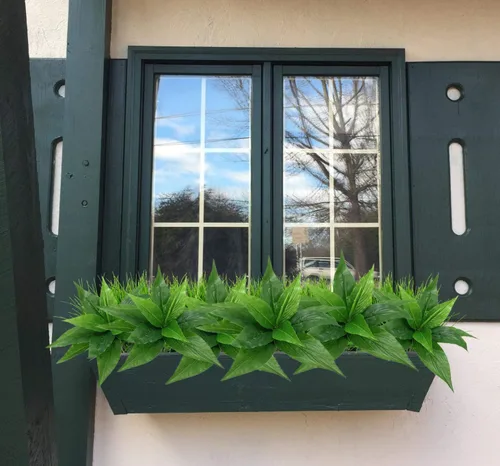 Miniatura 4 de CATTREE Plantas artificiales para decoración al aire libre, arbustos de plantas falsas, hojas de plástico, arbustos verdes, hogar, jardín, boda