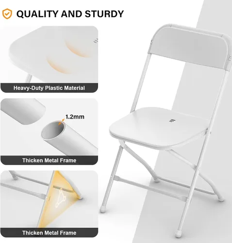 Miniatura 6 de LEADZM Folding Chairs, Pack of 10, Garden Chairs, Portable Dining Chairs, Metal Steel Structure, Load 158 kg, Parties, Weddings, Picnic, Garten