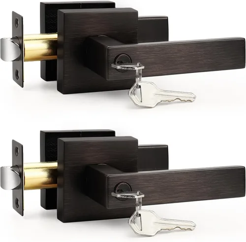 Miniatura 13 de Probrico Paquete de 4 manijas de puerta simuladas en negro mate, manijas interiores que no giran, manijas reversibles resistentes para interiores