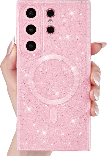 Miniatura 26 de Svanove Funda magnética con purpurina para Samsung Galaxy S22, compatible con Magsafe Cute, brillante, brillante, estética, dura y brillante