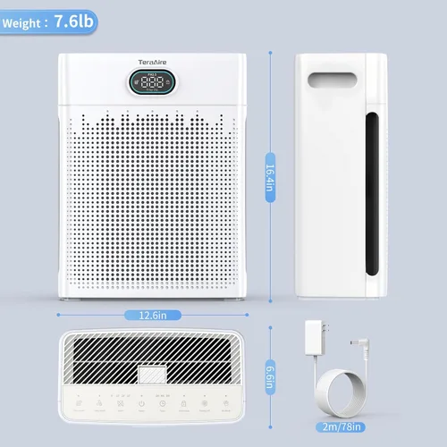 Miniatura 9 de Purificadores de aire para cobertura del hogar de hasta 2200 pies cuadrados, purificador de aire HEPA H13 con prefiltro lavable, modo mascota, Blanco