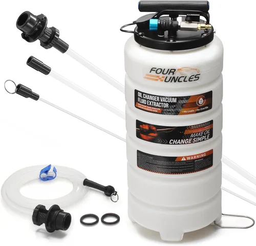 Miniatura 9 de FOUR UNCLES Bomba Extractora de Aceite Manual de 6.5L para Automotriz, Extractor de Fluido al Vacío con Removedor de Tanque de Bomba y 4 Tubos