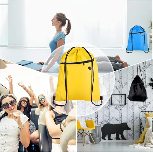 Miniatura 6 de KUUQA Bolsas de mochila con cordón a granel con bolsillo con cremallera y agujero para auriculares, Con color, Viajar