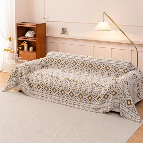 Miniatura 31 de ROOMLIFE Manta Funda Azteca Bohemia para Sofá, Decoración del Hogar Estilo Granja, Fundas de Sofá para Loveseat, Sofás de 2/3 Cojines, Apta