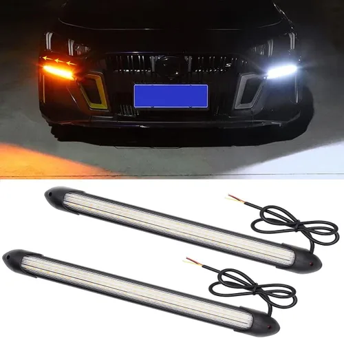 Luces LED exteriores para automóvil, 2 piezas de tira de luz diurna flexible impermeable, faro de automóvil secuencial, señal de giro secuencial
