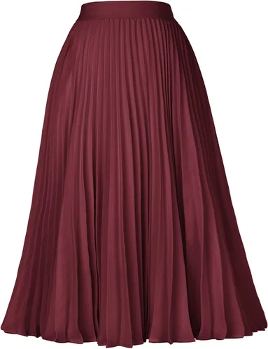 Miniatura 162 de GRACE KARIN - Falda plisada de gasa para mujer, con cintura alta y elástica, vuelo, corte acampanado y longitud por debajo de la rodilla