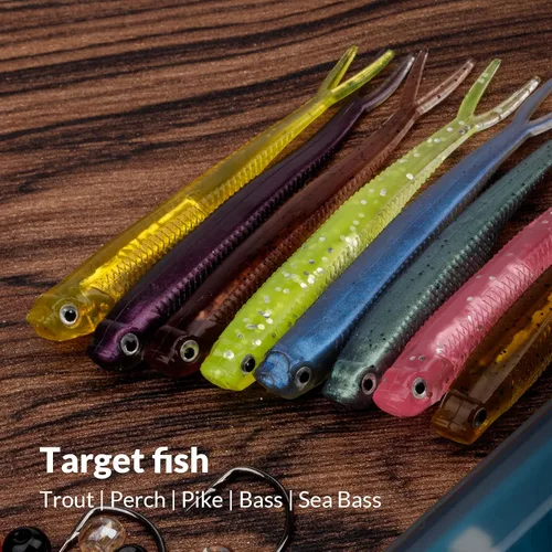 Miniatura 5 de QualyQualy 5 señuelos de pesca suaves de Swimbait, 6 unidades Jerk Shad Minnow Drop Shot Señuelo para Bass Bait Shad Señuelo suave Jerkbait para A-4#