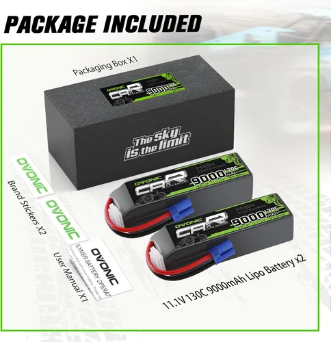 Miniatura 6 de OVONIC 3S LiPo Batería 9000mAh 11.1V 130C RC Batería con conector EC5 (paquete de 2)