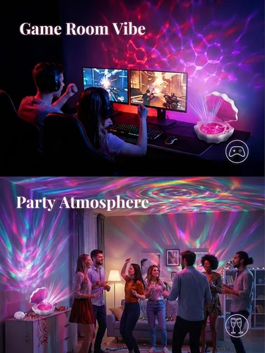 Miniatura 4 de Luz Proyector de Olas del Océano, Luz Nocturna de Concha con Altavoz Bluetooth Integrado, Control Remoto, Ruidos Blancos para Decoración